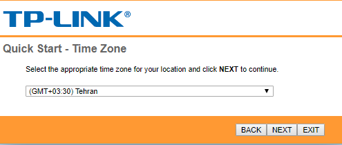 راهنمای گام به گام تنظیمات مودم TP-Link در ایران؛ گام هفتم انتخاب منطقه زمانی در کانفیگ مودم تی پی لینک