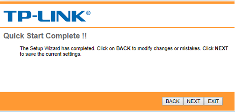 صفحه پایانی راه اندازی مودم tp-link
