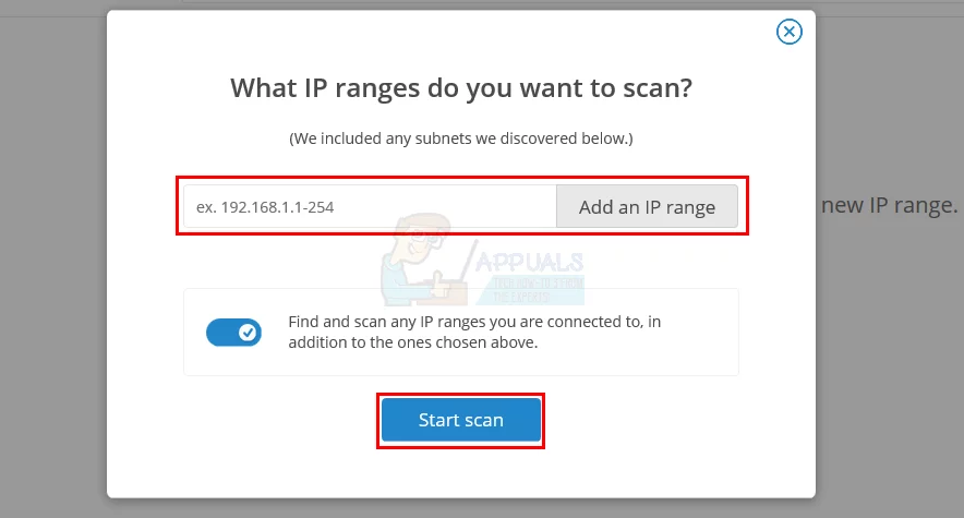 دکمه Start IP Scan یا Scan New IPs
