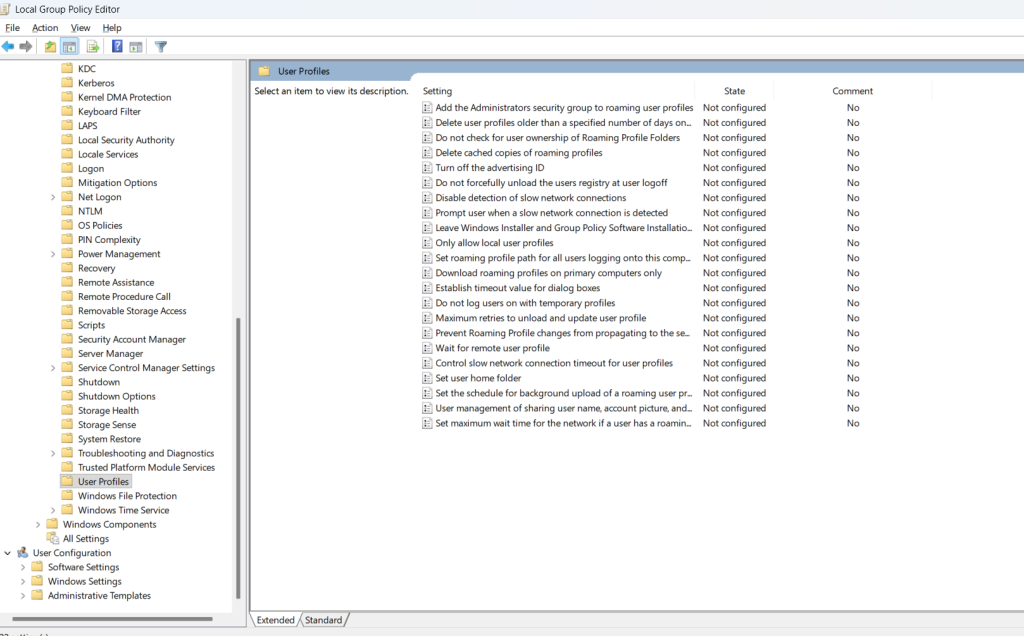Exclude directories in roaming profile