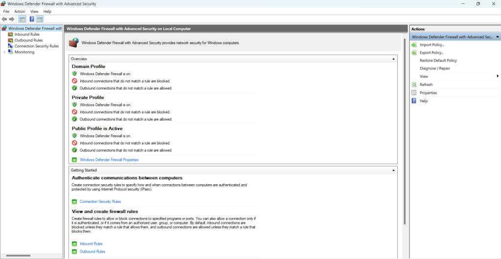 ورود به Windows Defender Firewall with Advanced Security