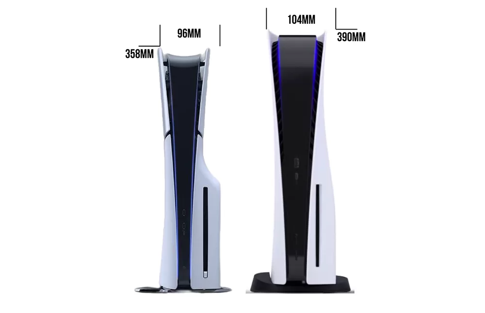 مقایسه ابعاد PS5 و PS5 Slin