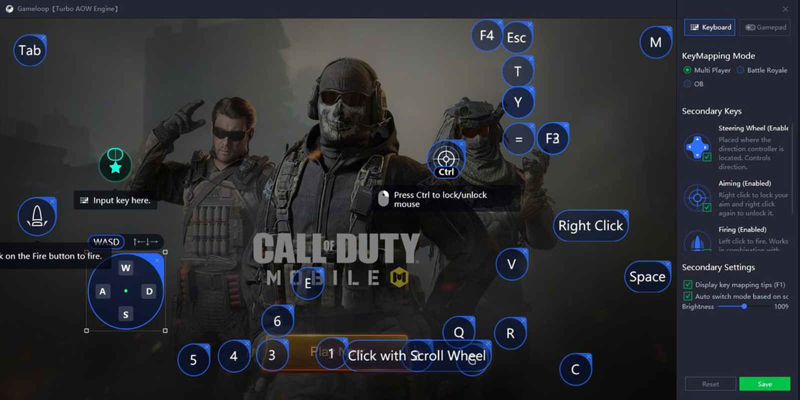 تنظیمات Call of duty mobile در شبیه ساز ویندوز