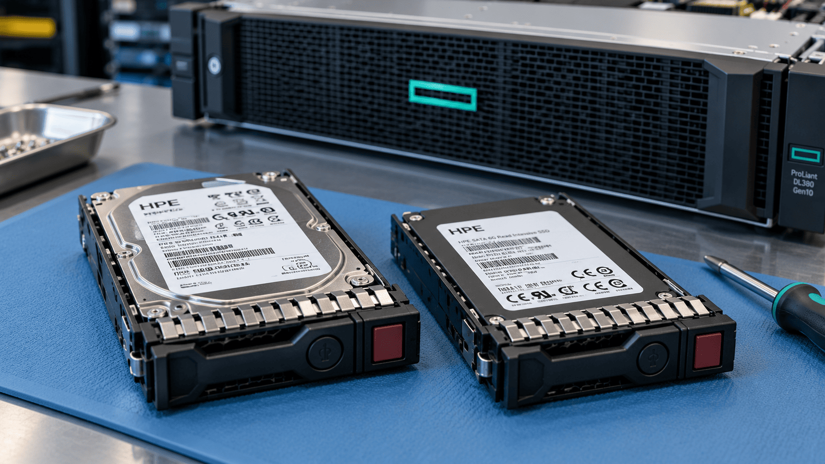 مقایسه هارد SAS و SSD سروری HPE در کدی‌های اصلی Smart Carrier