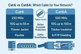 تفاوت کابل شبکه cat6 با cat6a