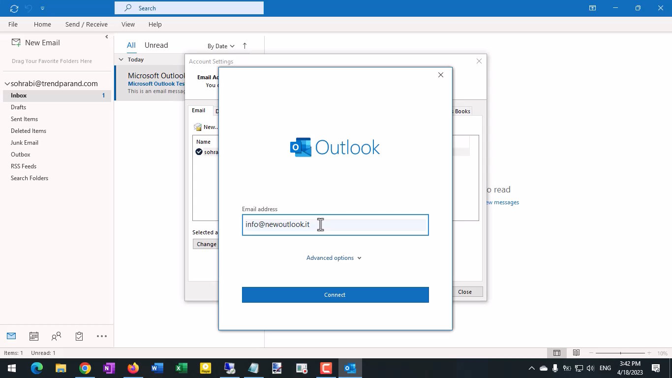 اتصال ایمیل به Microsoft Outlook