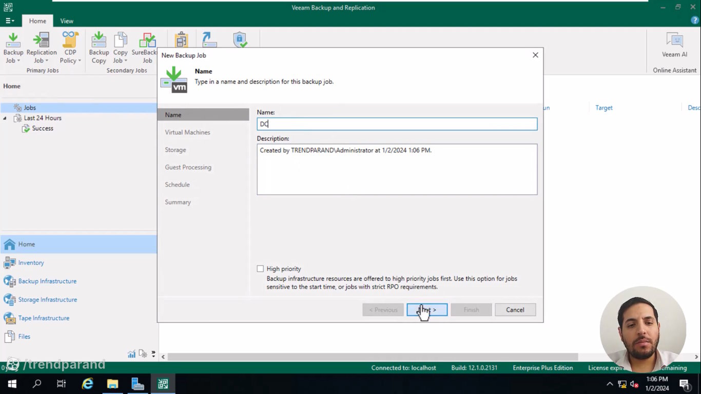 چطور با veeam backup بکاپ بگیریم