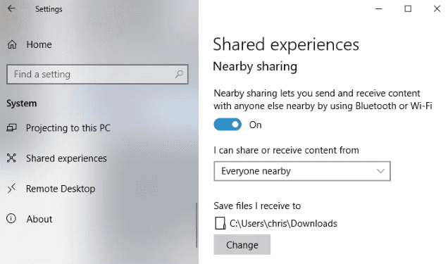 قابلیت Nearby Share را فعال کنید