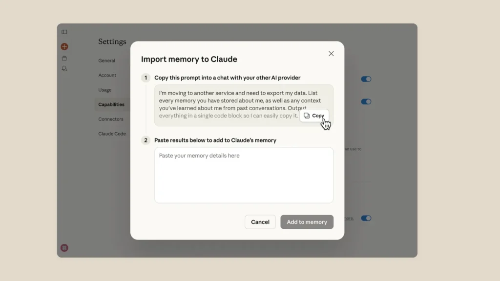 اضافه‌شدن قابلیت واردکردن حافظه در Claude
