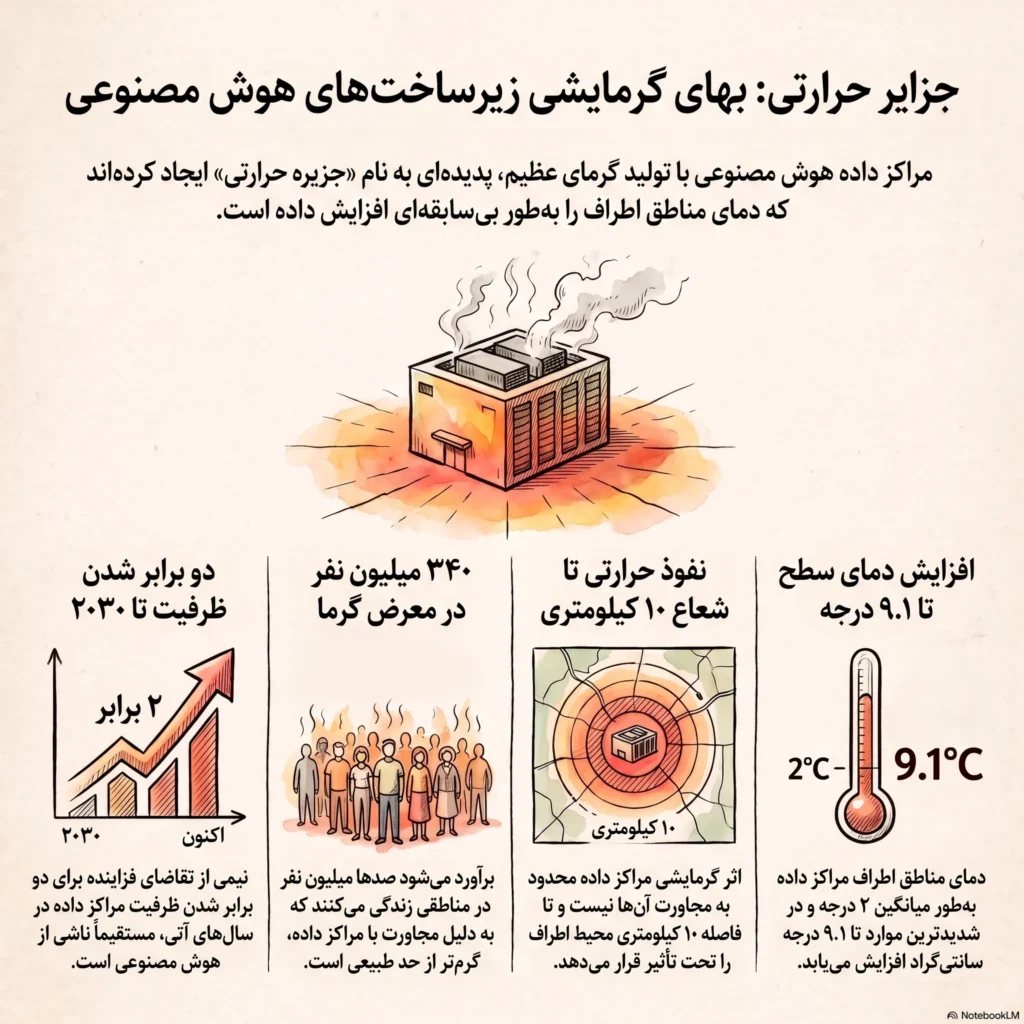 مراکز داده هوش مصنوعی می‌توانند دمای مناطق اطراف را تا ۹.۱ درجه سانتی‌گراد افزایش دهند