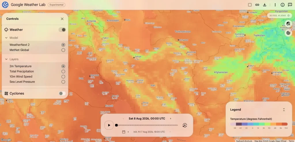 مدل هوش مصنوعی WeatherNext گوگل می‌تواند وقوع طوفان‌های حاره‌ای را یک روز زودتر پیش‌بینی کند