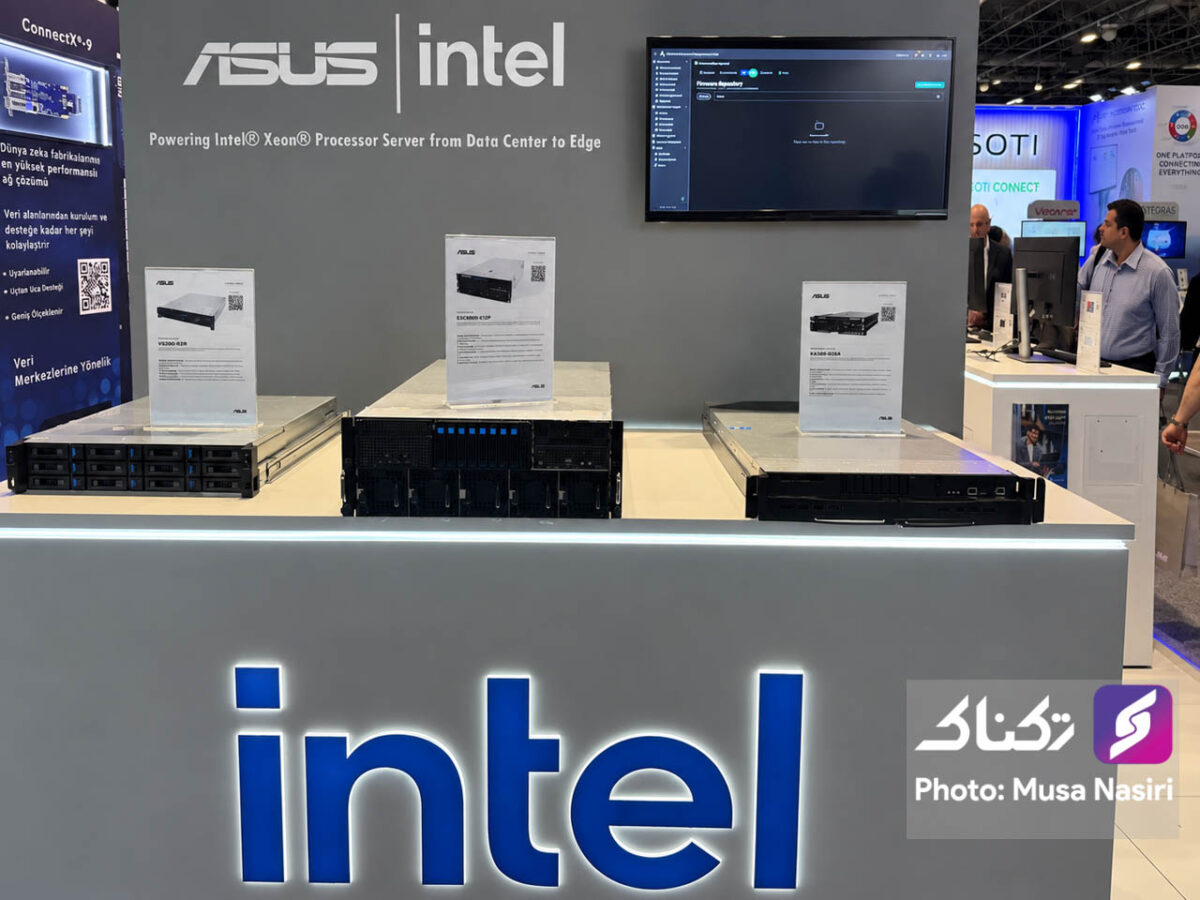 رورهای ایسوس مجهز به پردازنده‌های Intel Xeon در غرفه اینتل در نمایشگاه GITEX Ai ترکیه ۲۰۲۶