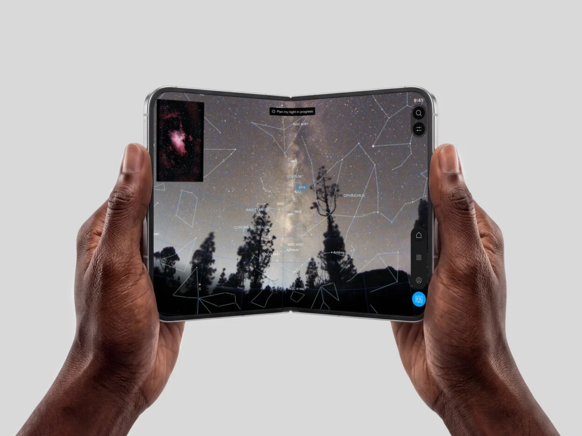 نمایش نقشه زنده آسمان و موقعیت ستارگان در اپلیکیشن Gaia تلسکوپ هوشمند Atlas