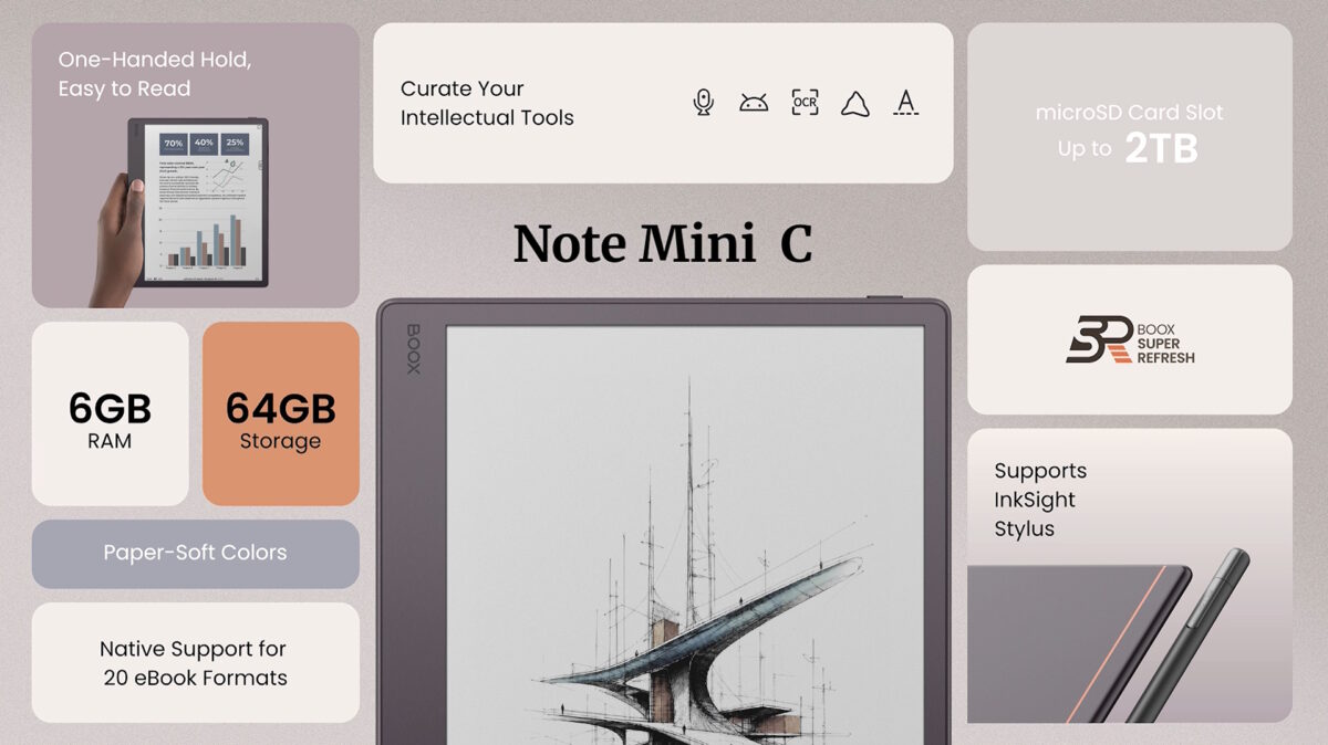 کتابخوان رنگی Boox Note Mini C با نمایشگر Kaleido 3