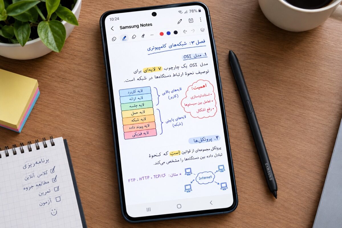 جزوه نویسی با S Pen روی PDF