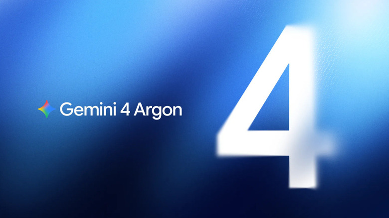 تصویر گرافیکی با نوشته سفید Gemini 4 Argon و یک عدد بزرگ ۴ محو و درخشان روی پس‌زمینه بافت‌دار آبی.