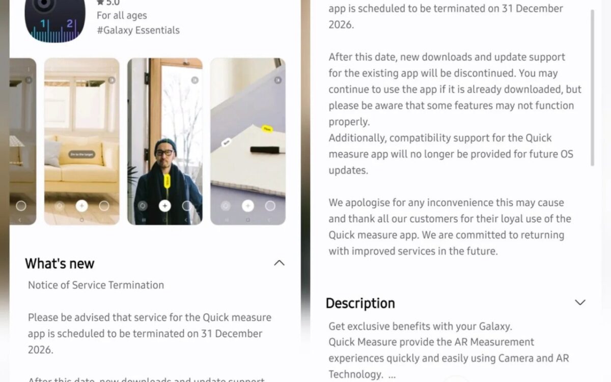 نمایی از اپلیکیشن Quick Measure سامسونگ