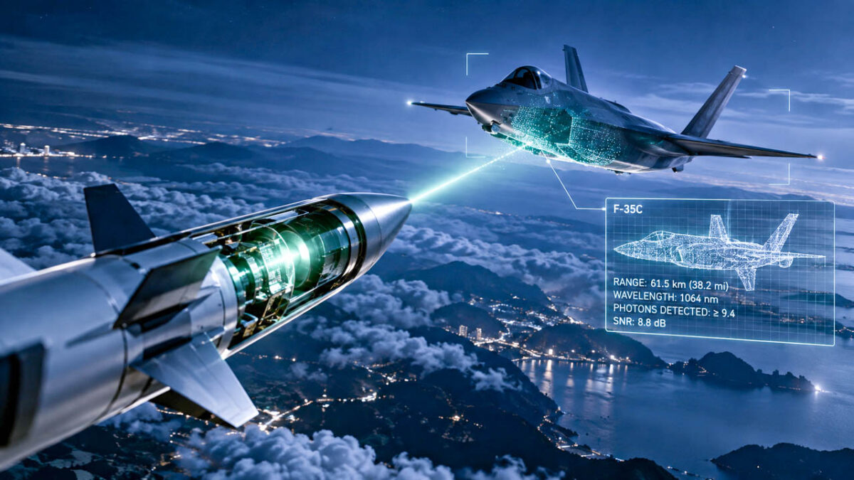 شبیه‌سازی شناسایی جنگنده F-35 در آسمان شب با حسگر لیدار تک‌فوتونی و پرتوهای اسکن لیزری