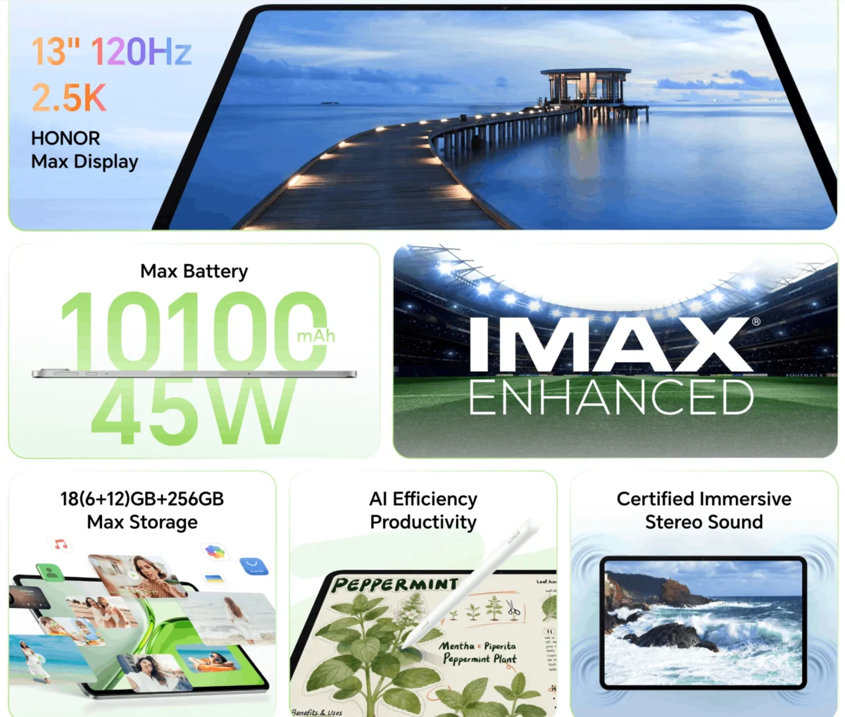 مشخصات فنی و باتری ۱۰۱۰۰ میلی‌آمپرساعتی تبلت Honor Pad X9b Max