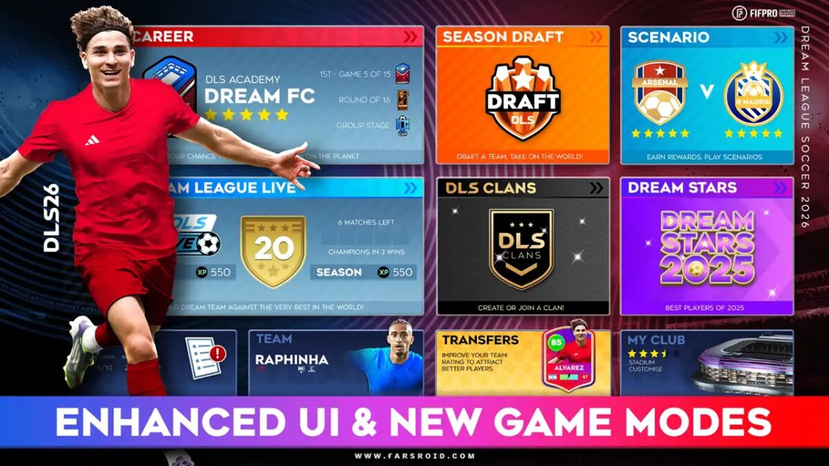 Dream League Soccer 2026 یکی از کامل‌ترین گزینه‌ها برای کاربری است که به دنبال ترکیبی از ساخت تیم، مسابقات و پیشرفت تدریجی باشگاه است.