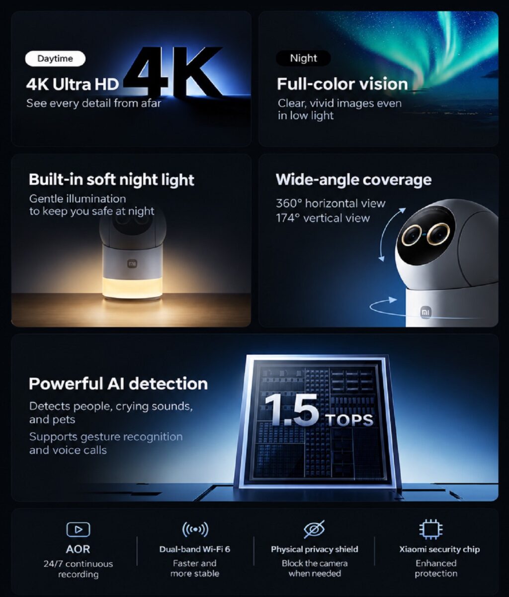 دوربین Smart Camera 5 Pro شیائومی با دید در شب تمام‌رنگی 4K معرفی شد 