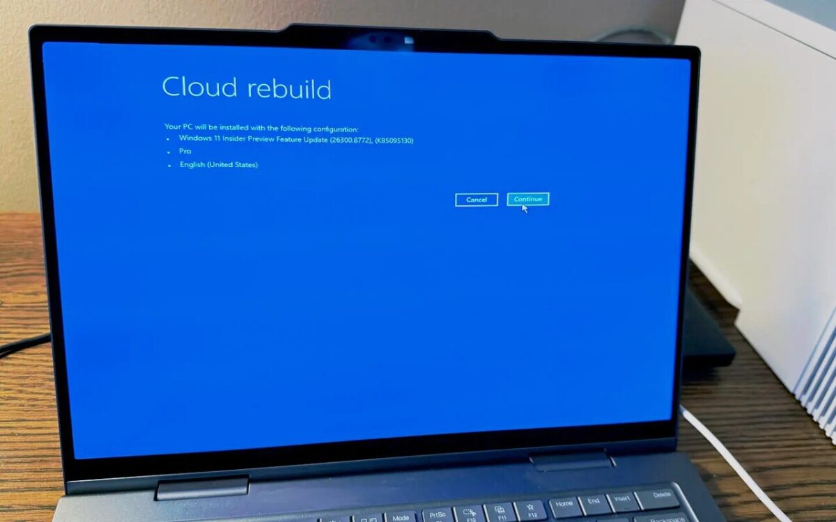 تصویری از قابلیت Cloud Rebuild ویندوز 11