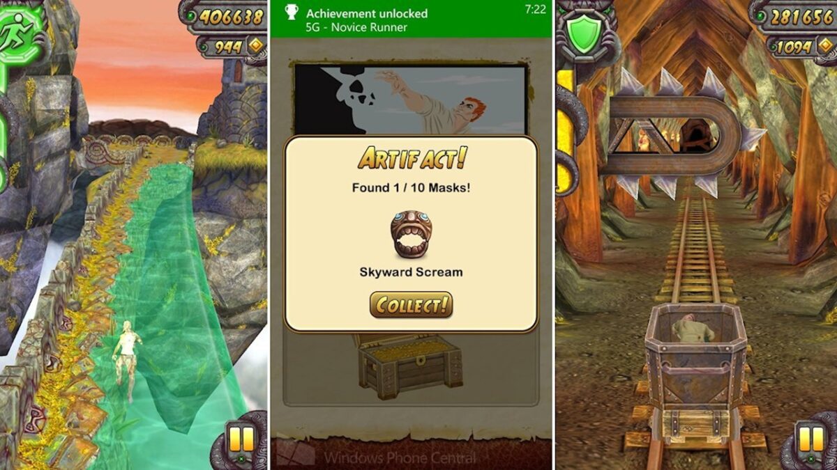 Temple Run 2 یکی از نمونه‌های کلاسیک بازی‌های دونده بی‌پایان است که با ترکیب Swipe برای چرخش، پرش و سر خوردن و Tilt برای کنترل حرکت در برخی موقعیت‌ها، واکنش‌های سریع بازیکن را به چالش می‌کشد. 