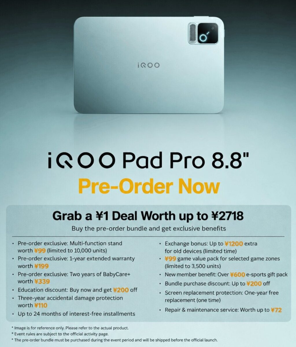 تصویری از مشخصات تبلت گیمینگ iQOO Pad Pro