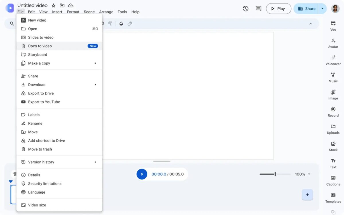 ابزار Google Vids اسناد را به ویدیوهای خلاصه تبدیل می‌کند