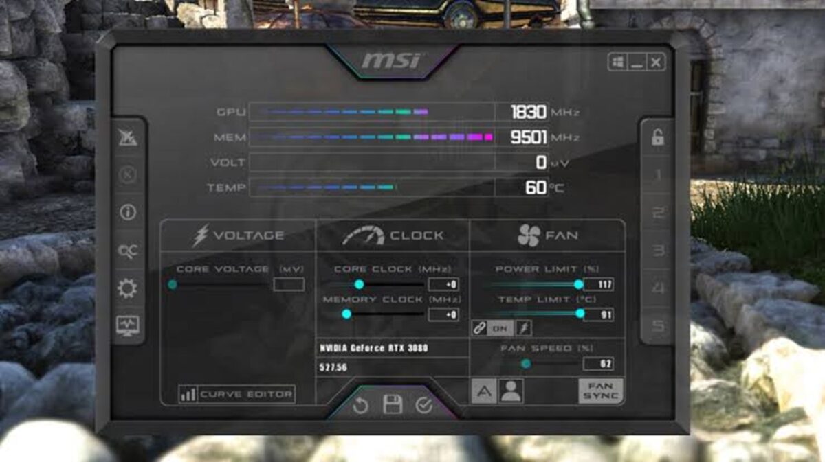فرکانس نمایش‌داده‌شده توسط GPU می‌تواند با مقدار اسمی Core Clock متفاوت باشد، زیرا فناوری‌های مدیریت بوست، توان و دما به‌طور پویا فرکانس را تغییر می‌دهند.