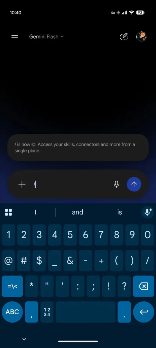 استفاده از علامت @ برای دسترسی به Skills و Connectors در جمنای