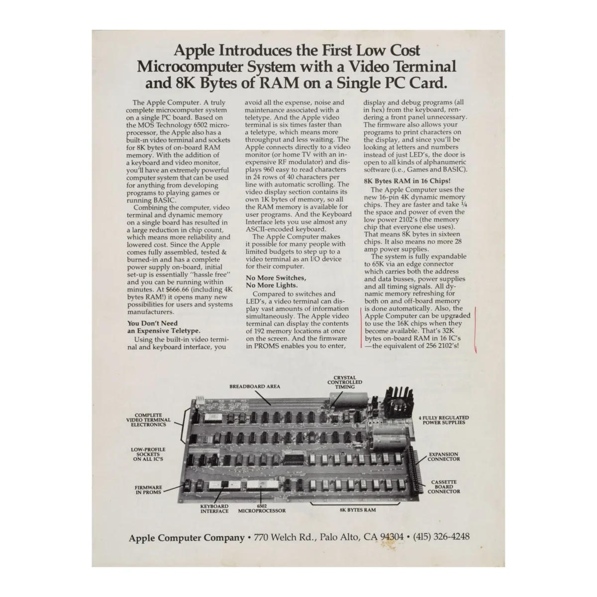 مشخصات کامپیوتر Apple-1 