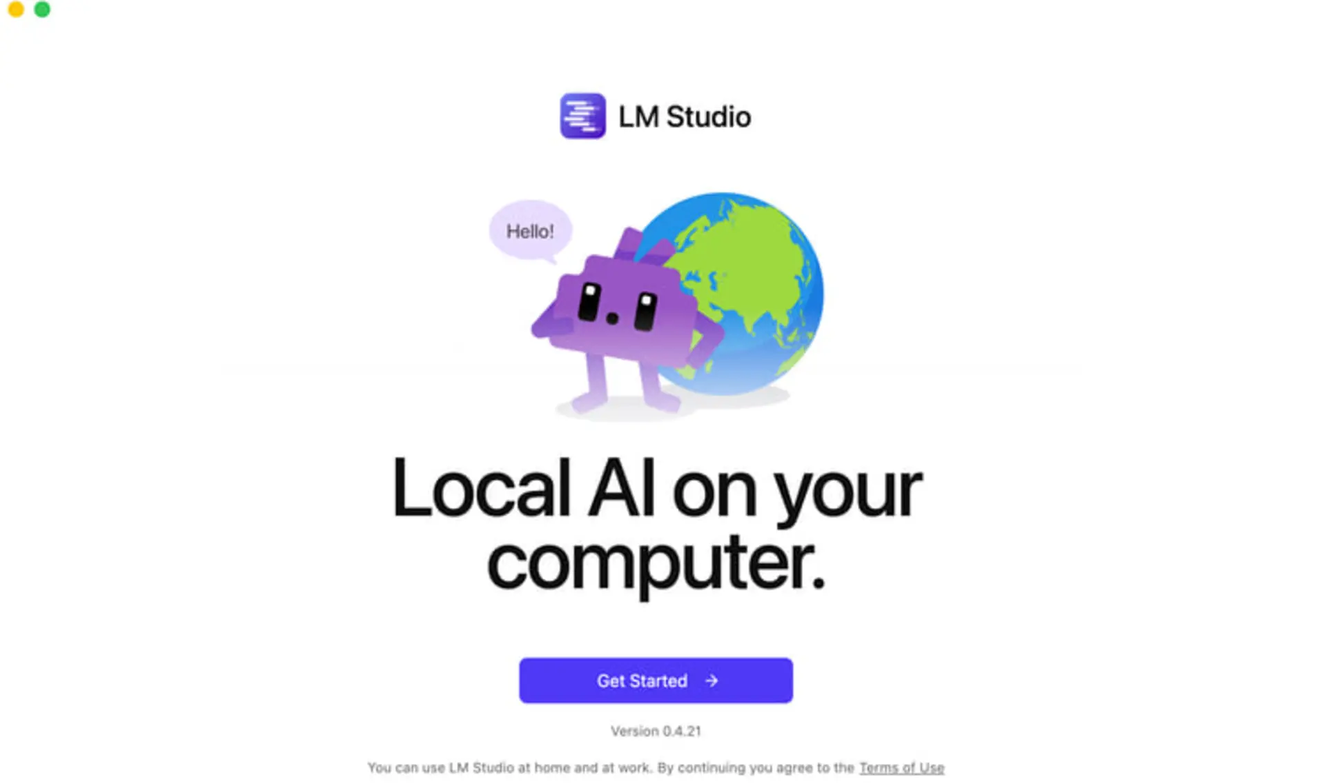 لوگوی نرم‌افزار LM Studio (LM Studio) در کنار کاراکتر گرافیکی و کره زمین
