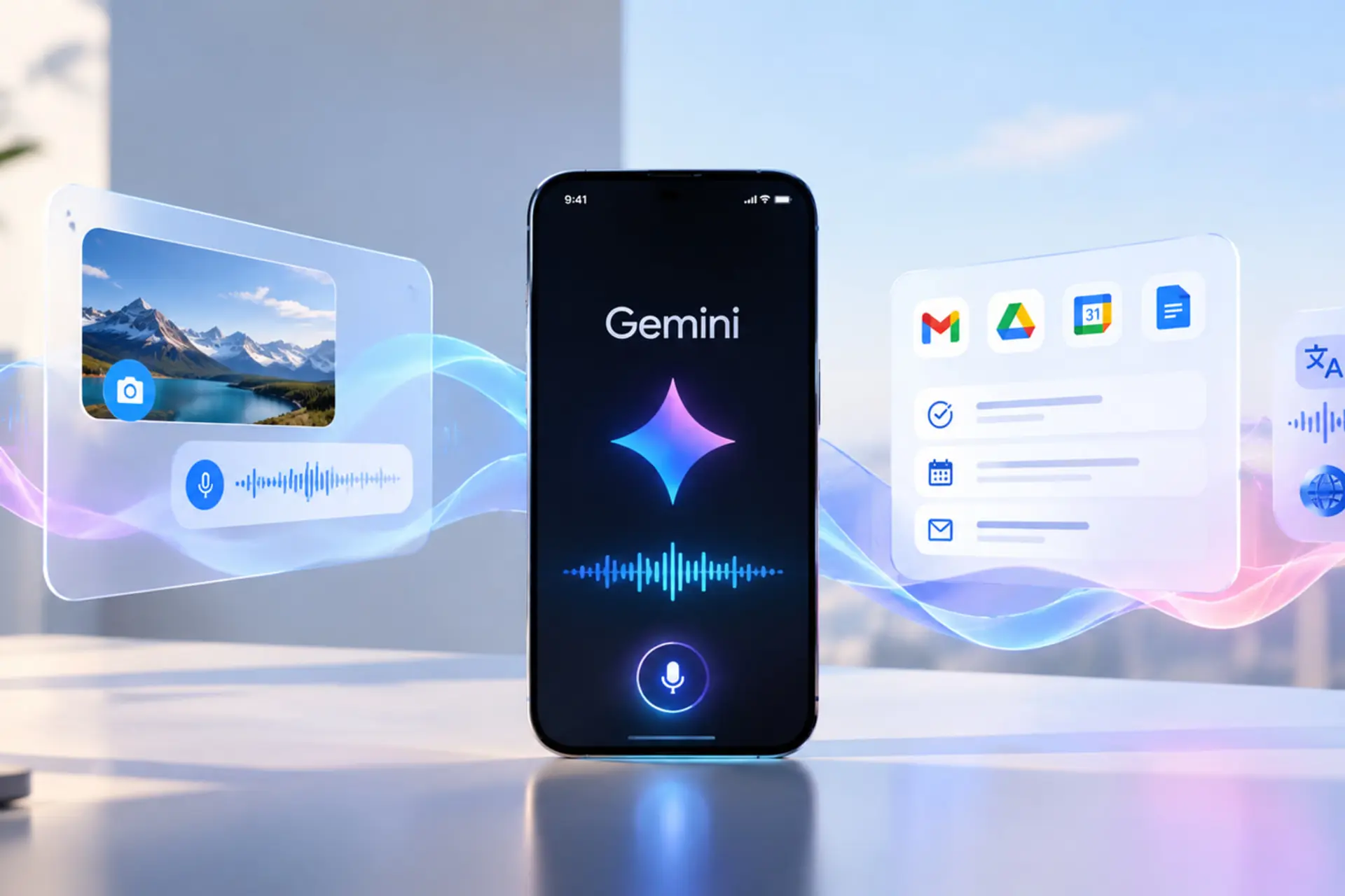 نمایش رابط کاربری هوش مصنوعی جمینای (Gemini) روی صفحه گوشی هوشمند