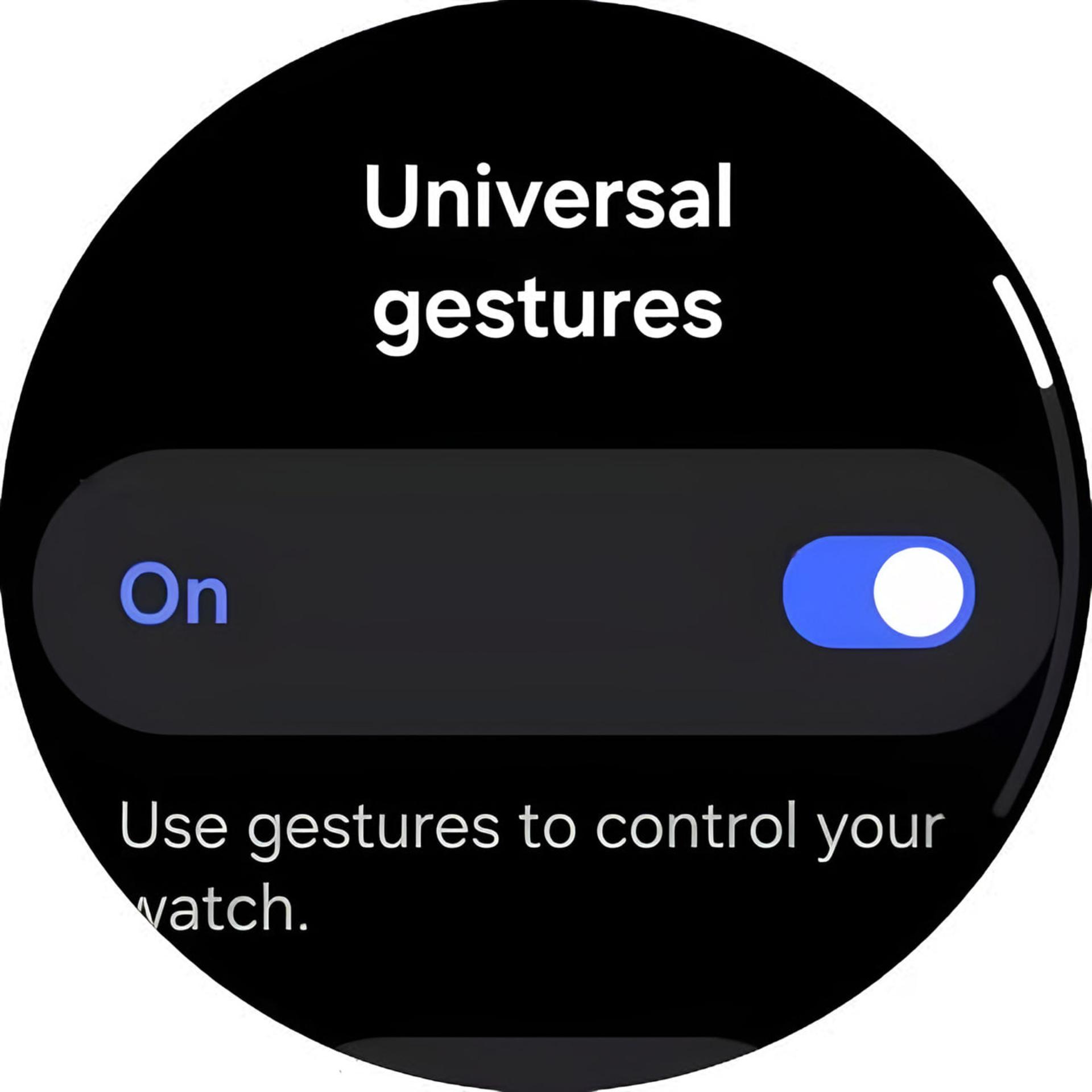 منوی فعال‌سازی قابلیت Universal Gestures در ساعت هوشمند گلکسی واچ (Galaxy Watch)
