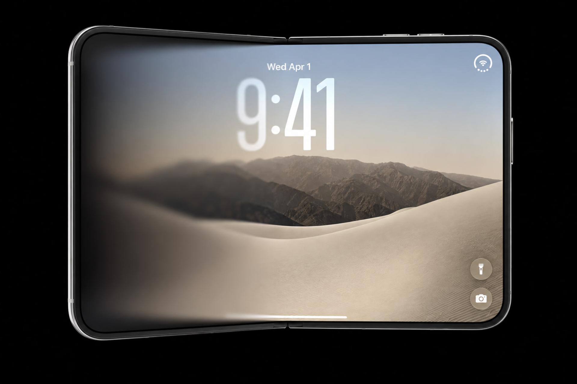 صفحه نمایش تاشو گلکسی زد فولد ۸ (Galaxy Z Fold 8) با پس‌زمینه کویر