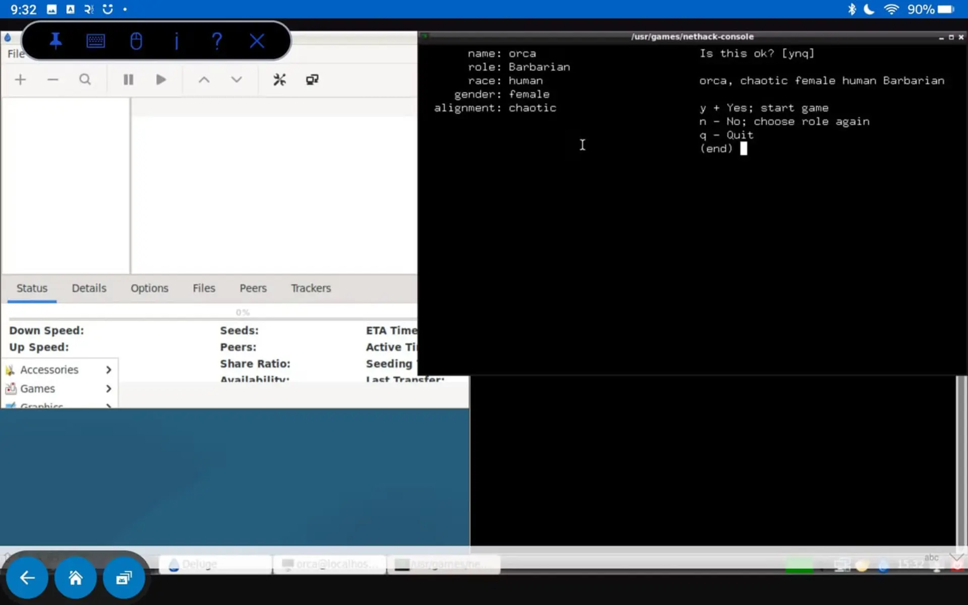 رابط کاربری ترمینال لینوکس (Linux) در یک تبلت اندرویدی