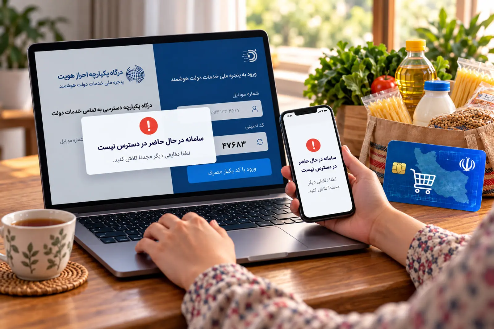 پیام خطای عدم دسترسی به سامانه دولت من در لپ‌تاپ و موبایل