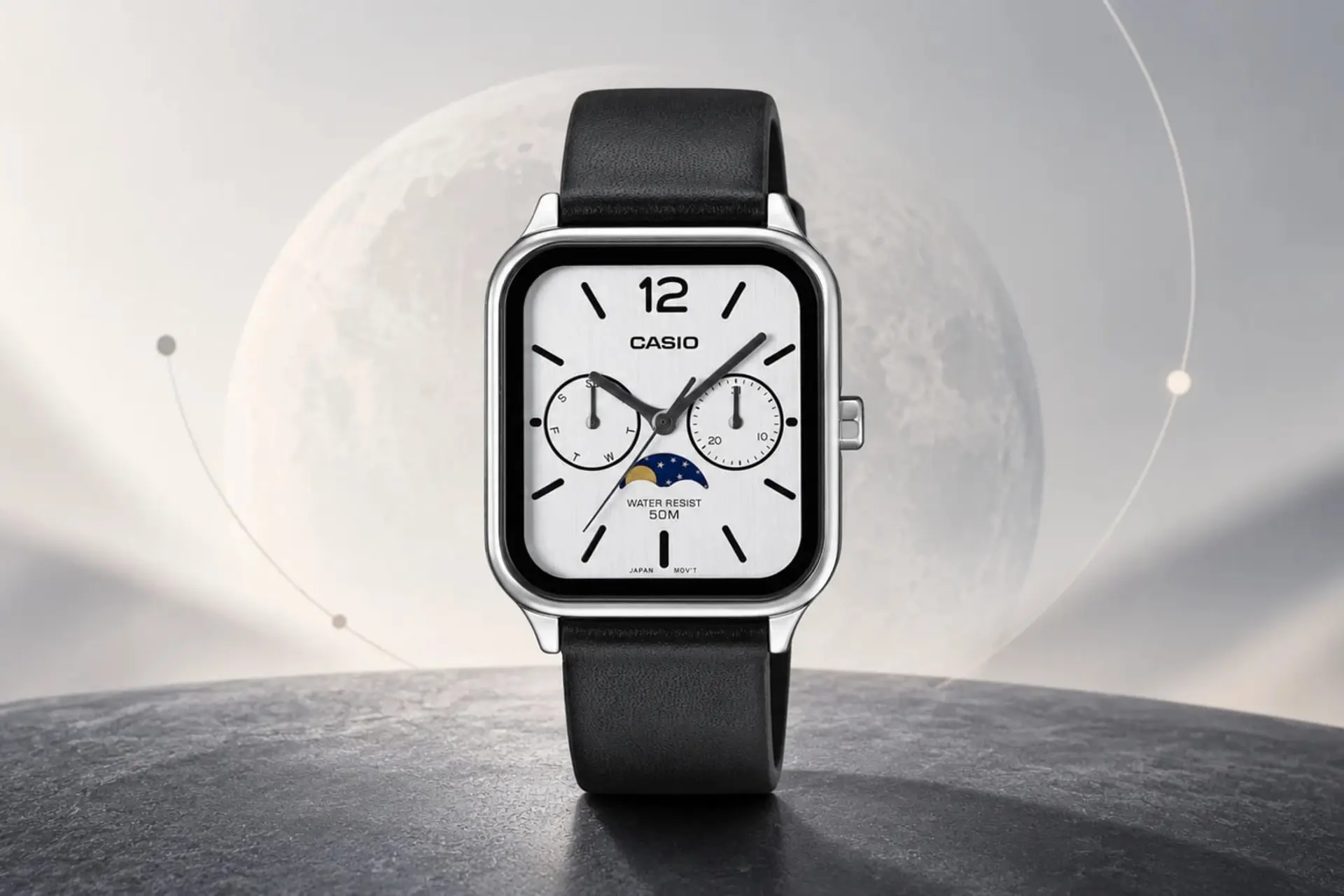 ساعت مچی کاسیو (Casio) مدل MTP-M305LC-7AV با صفحه سفید و بند چرمی مشکی
