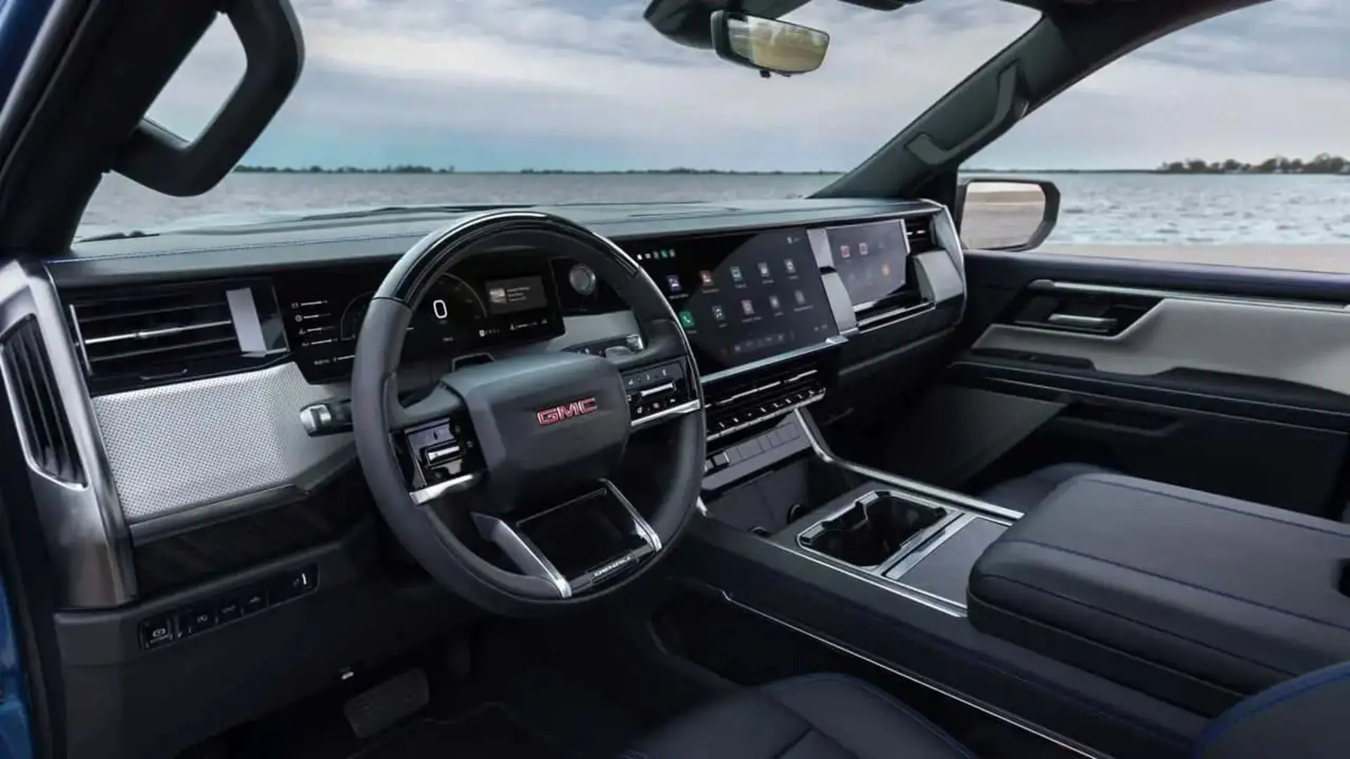 داشبورد و کابین داخلی وانت جدید GMC Sierra 1500 (GMC Sierra 1500) با نمایشگرهای دیجیتال