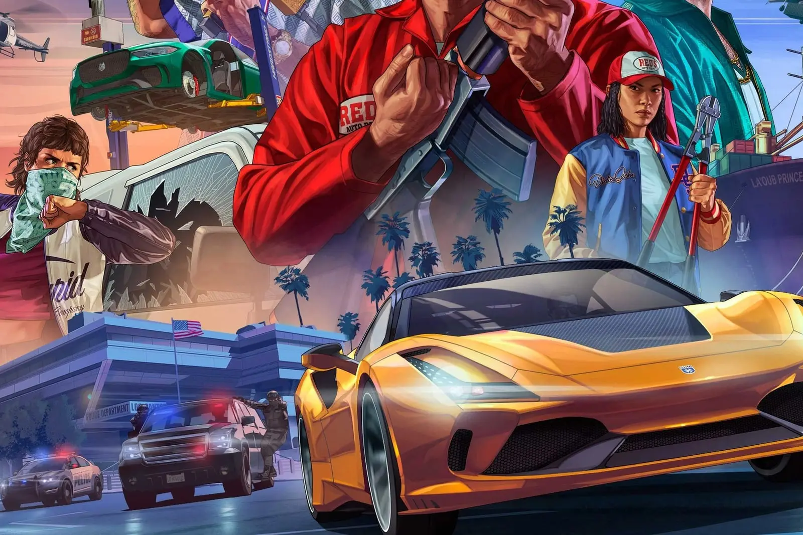 طرح هنری شخصیت‌ها و خودروهای بازی GTA Online در محیط شهری