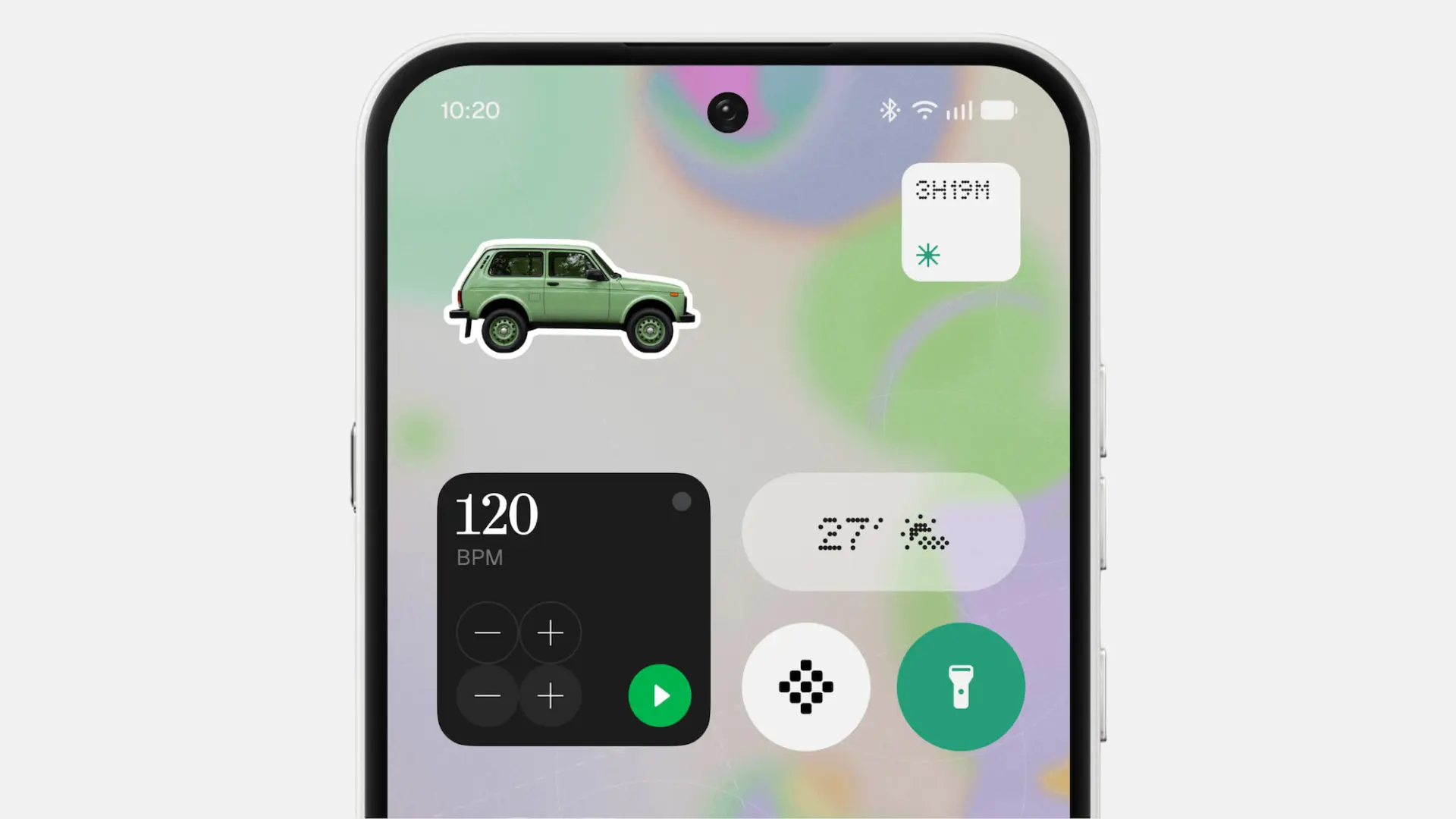 صفحه اصلی گوشی با ویجت‌های گرافیکی در رابط کاربری Nothing OS 5.0