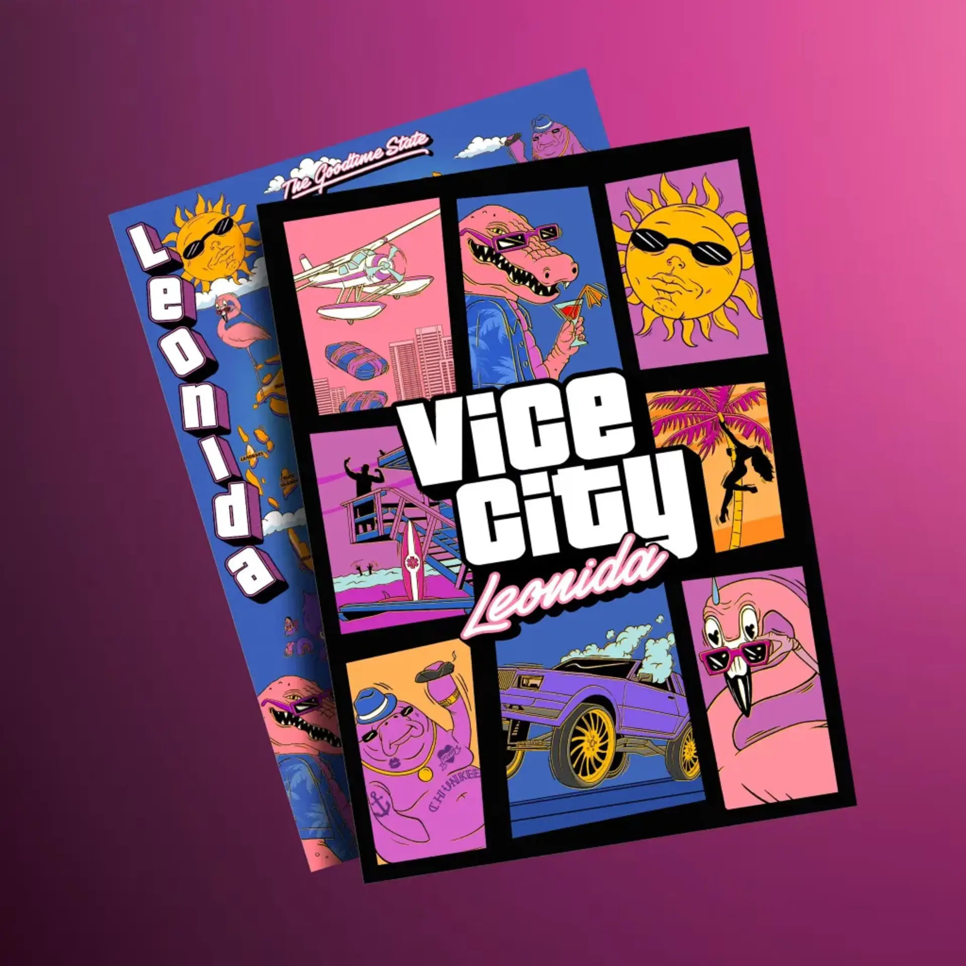 طرح گرافیکی نسخه کلکسیونی Vice City Leonida با تصاویر کارتونی متنوع