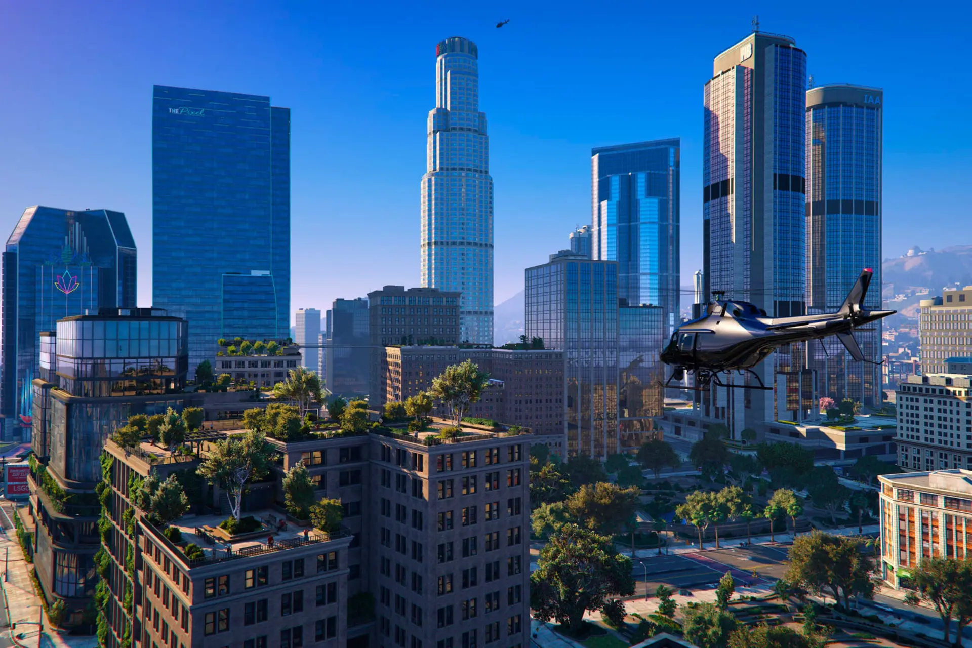 نمای پانورامای آسمان‌خراش‌های شهر لوس‌سانتوس در بازی GTA Online