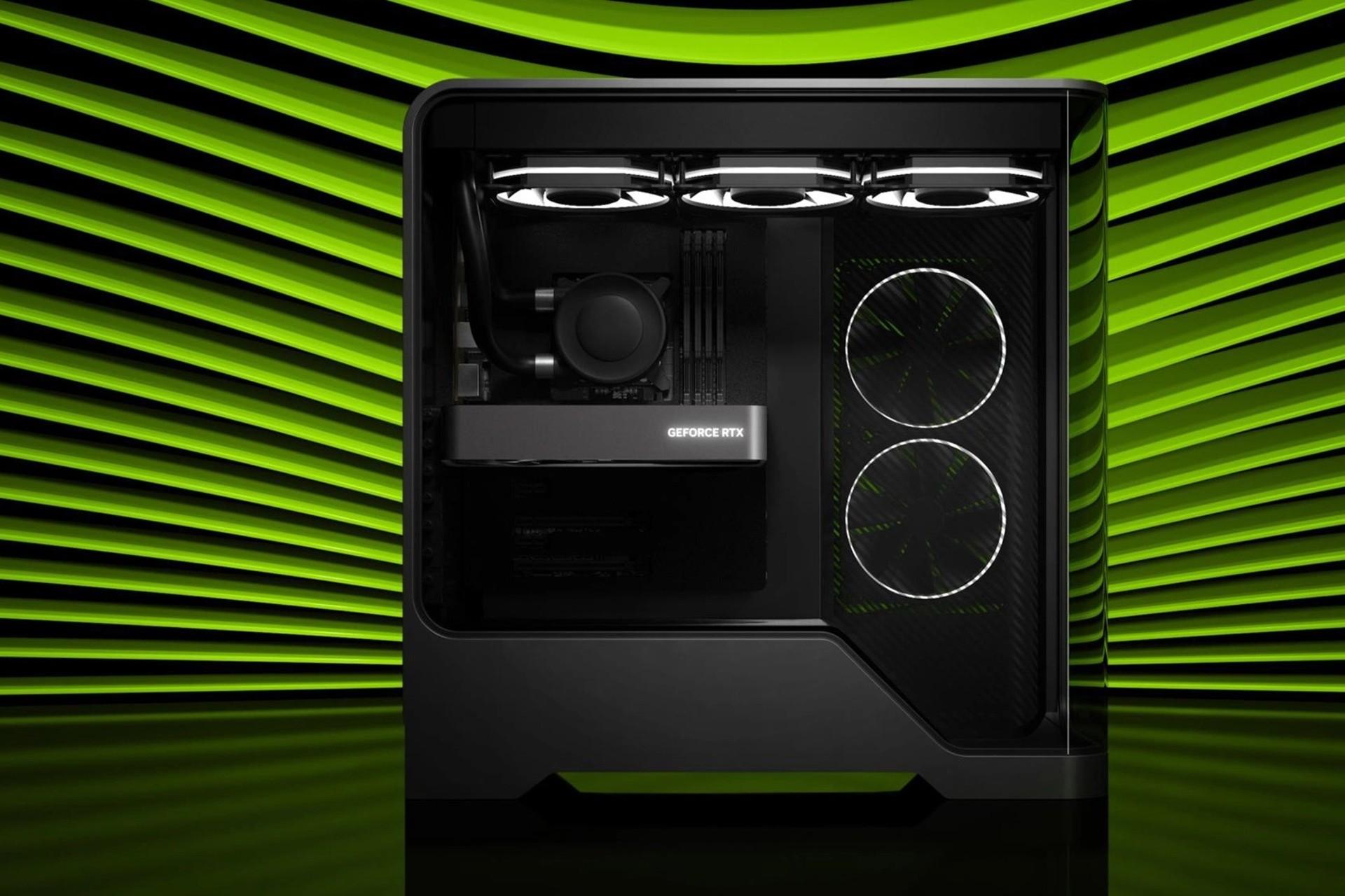 کارت گرافیک RTX 5060 Ti انویدیا داخل کیس از نمای جلو