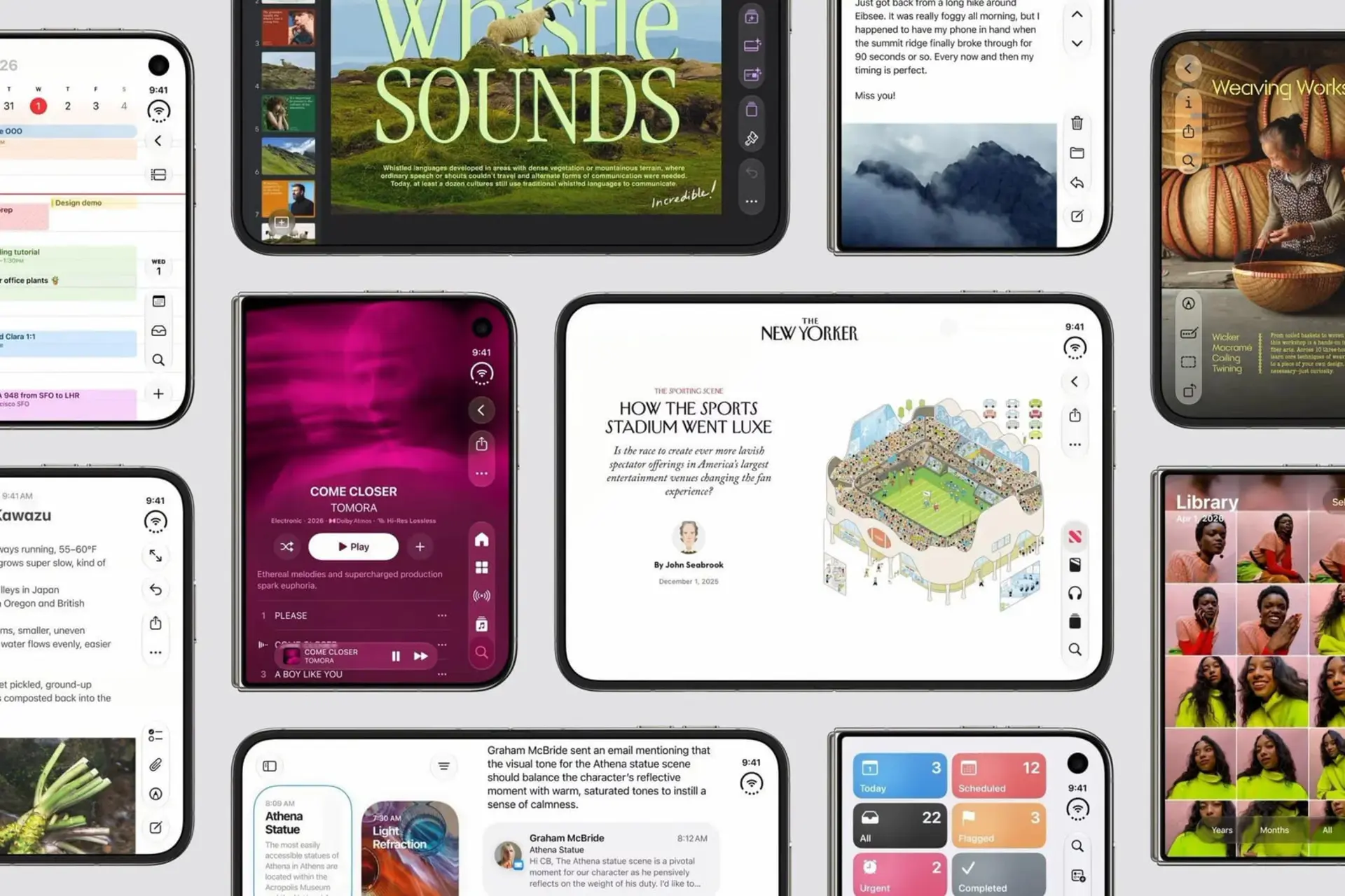 نمای مختلف از رابط کاربری جدید iOS 27 در گوشی آیفون Duo (iPhone Duo)