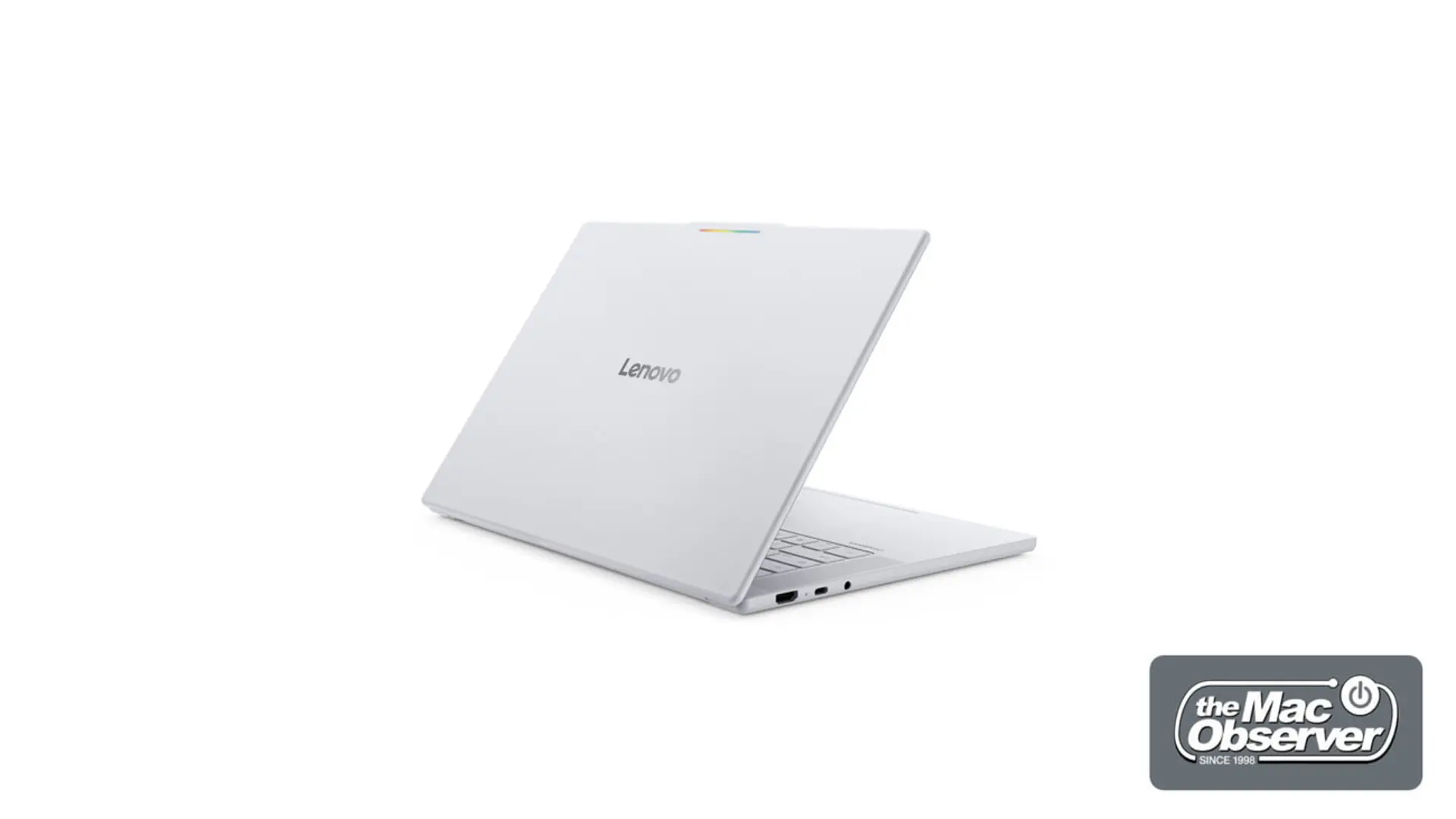 لپ‌تاپ لنوو (Lenovo) گوگل‌بوک ۱۵ با بدنه سفید و طراحی باریک