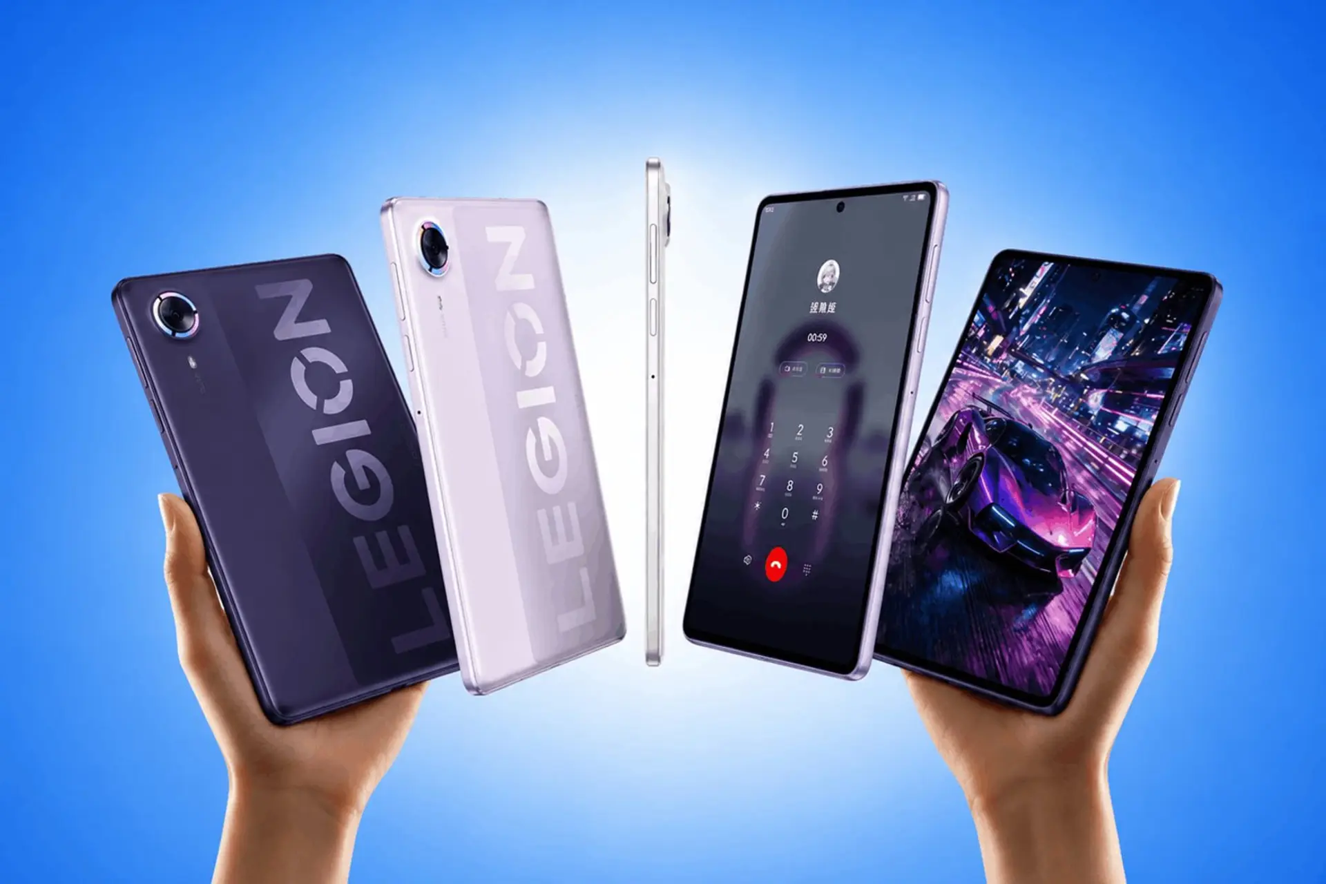 کنسول دستی Legion Y700 Infinite در رنگ‌های مختلف و نمای صفحه نمایش