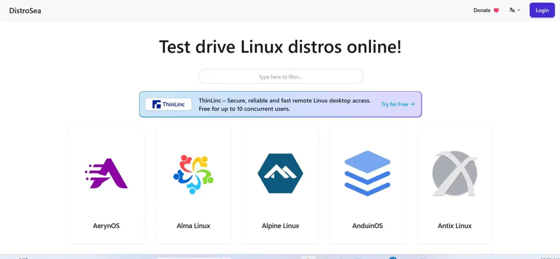 لوگوی توزیع‌های مختلف لینوکس مانند Alma Linux و Alpine Linux در سایت DistroSea