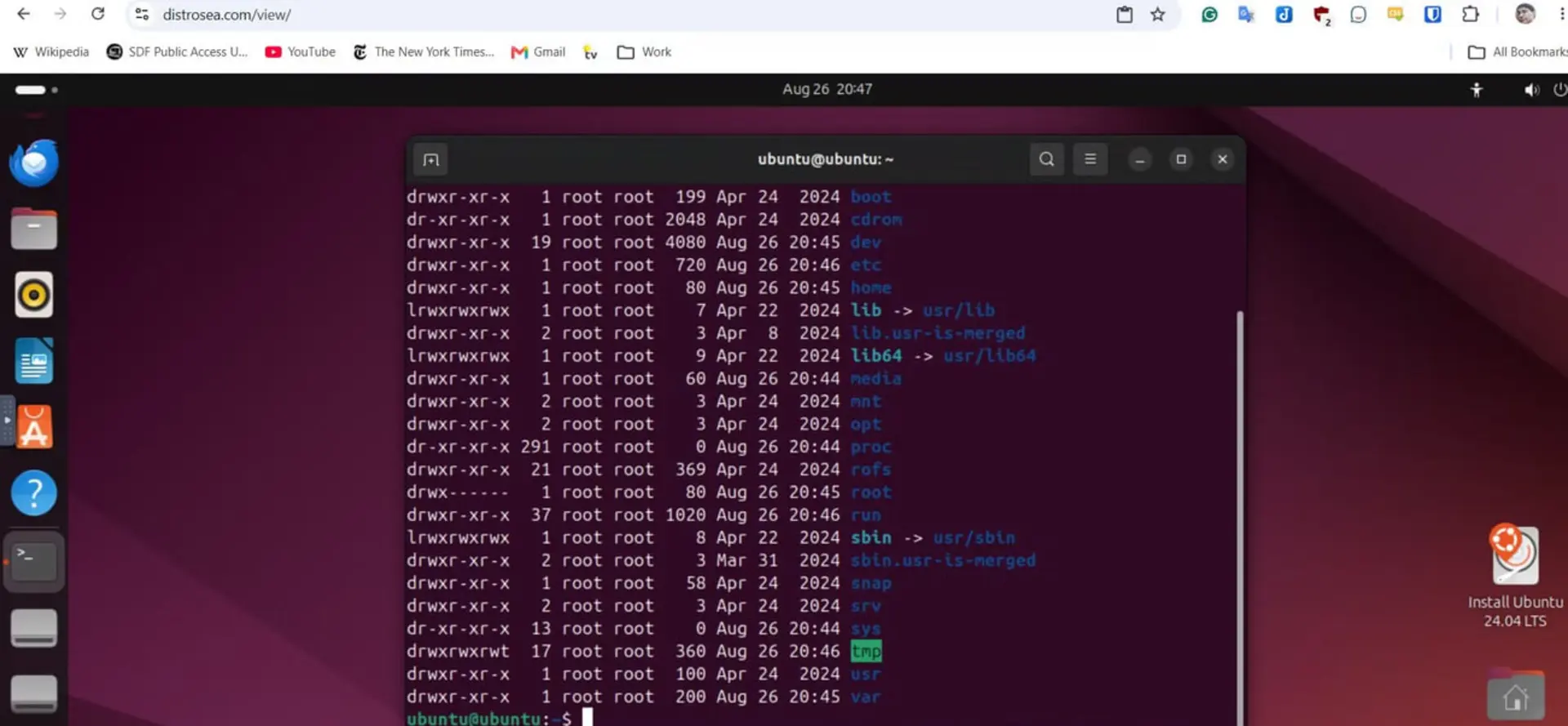 فهرست فایل‌ها و پوشه‌ها در محیط ترمینال سیستم‌عامل اوبونتو (Ubuntu)